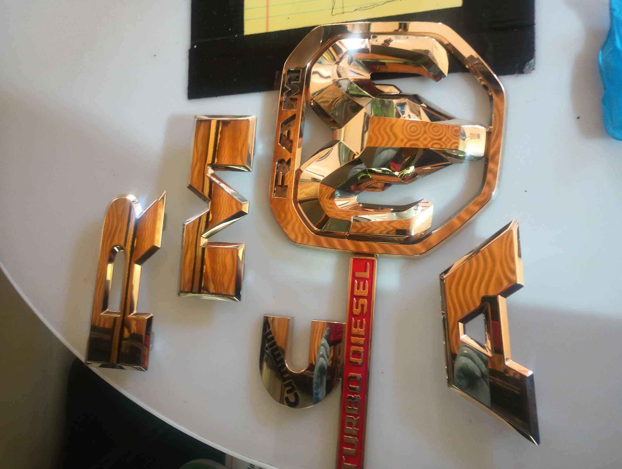 ChromeKarats gold plating work — Ram Cummins Turbo Diesel Emblem Set