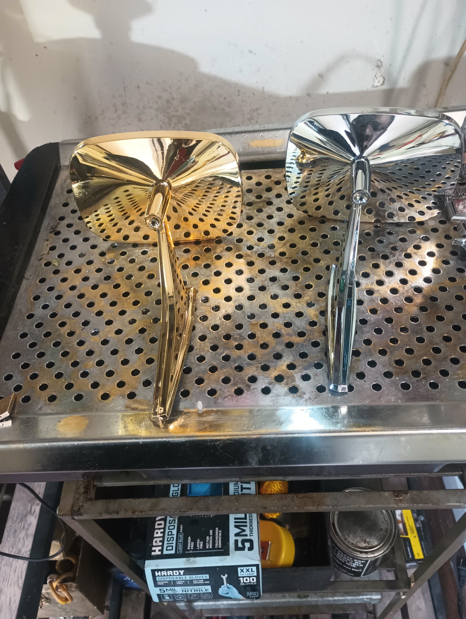 ChromeKarats gold plating work — Gold vs Chrome Side Mirrors