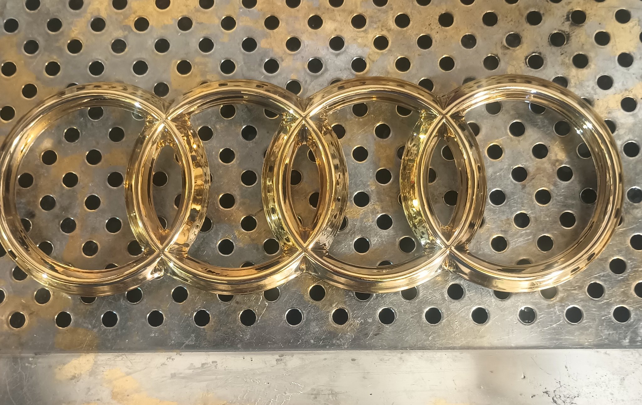 ChromeKarats gold plating work — Gold Audi Rings Emblem